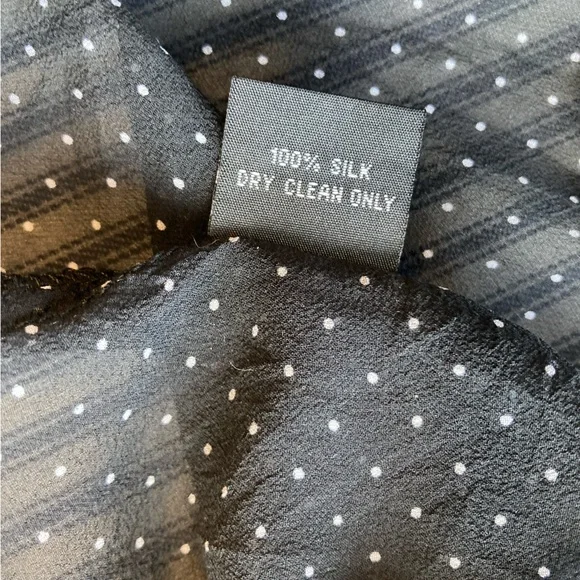 Lapis Black Sheer Polka Dot Popover Blouse, Short Puff Sleeve, Size Medium - Picture 11 of 11